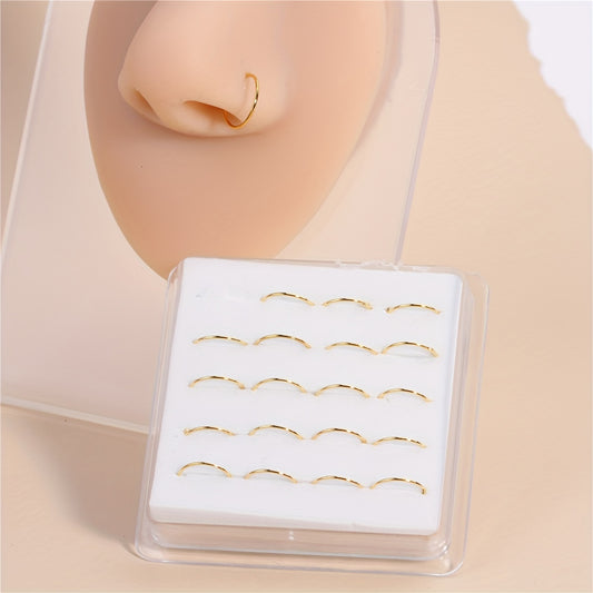 20 Pcs 18K Plated Copper Hoop Nose Ring Set Nose Jewelry