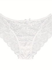 Floral Lace Bow Tie Briefs Low Waist Panties Women's Lingerie