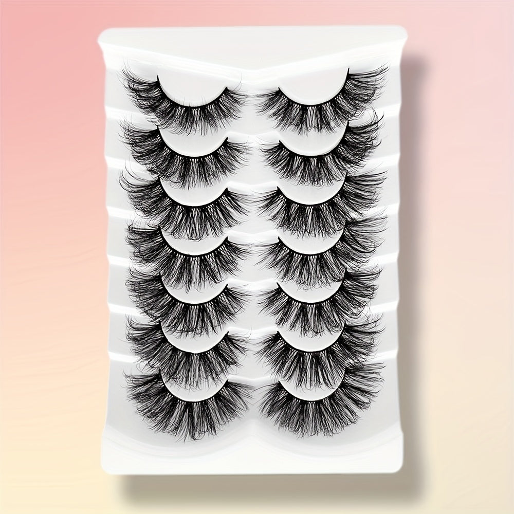 7 Pairs 3D Silk False Eyelashes Thick Curling Lashes Extension 16 18mm