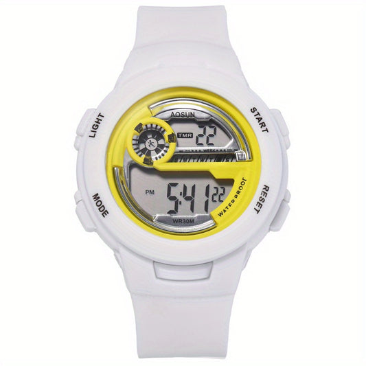 Teen Casual Digital Silicone Watch Multifunctional Electronic Watch Gift
