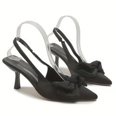 Women's Bowknot Slingback Heels Slip On Shoes
