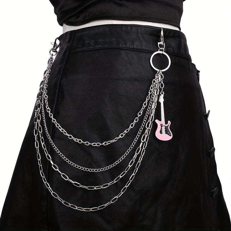 Punk Chain Tassel Layered Waist Chain Guitar Charm