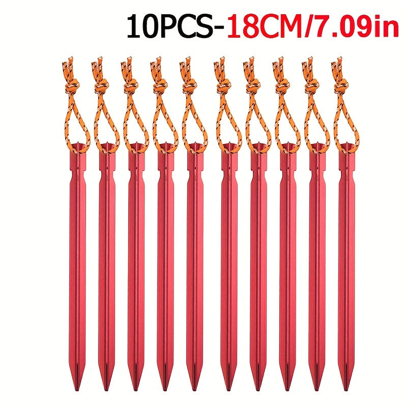 10pcs Tent Pegs Lightweight Aluminium Alloy Garden Stakes Ground Nails