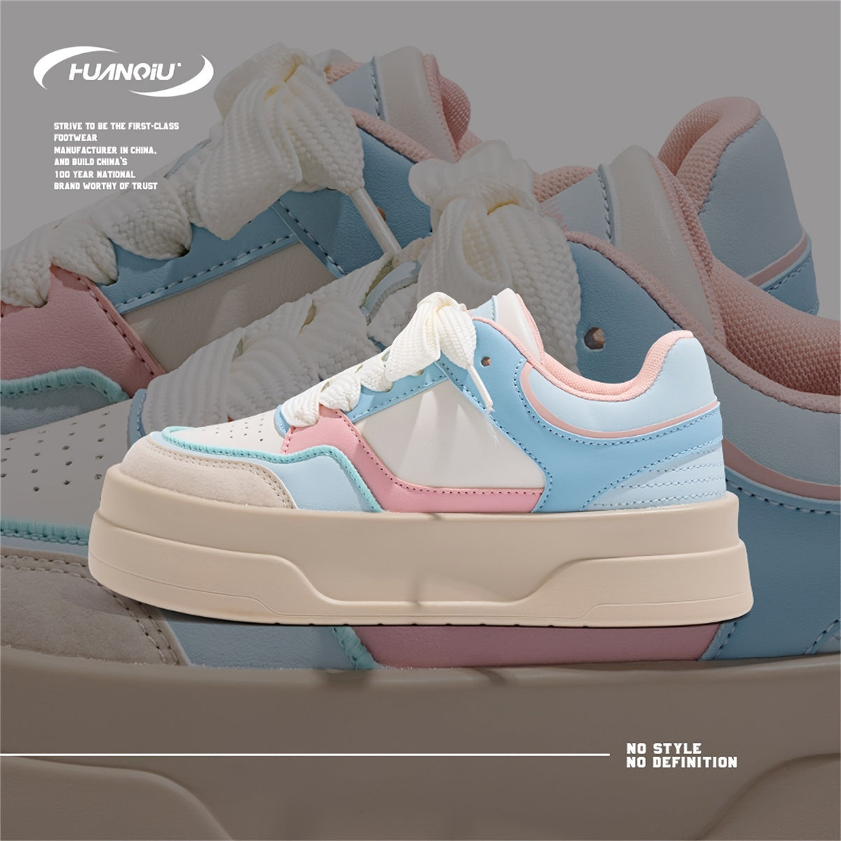 Women's Lace-up Round Toe Flatform Skate Shoes
