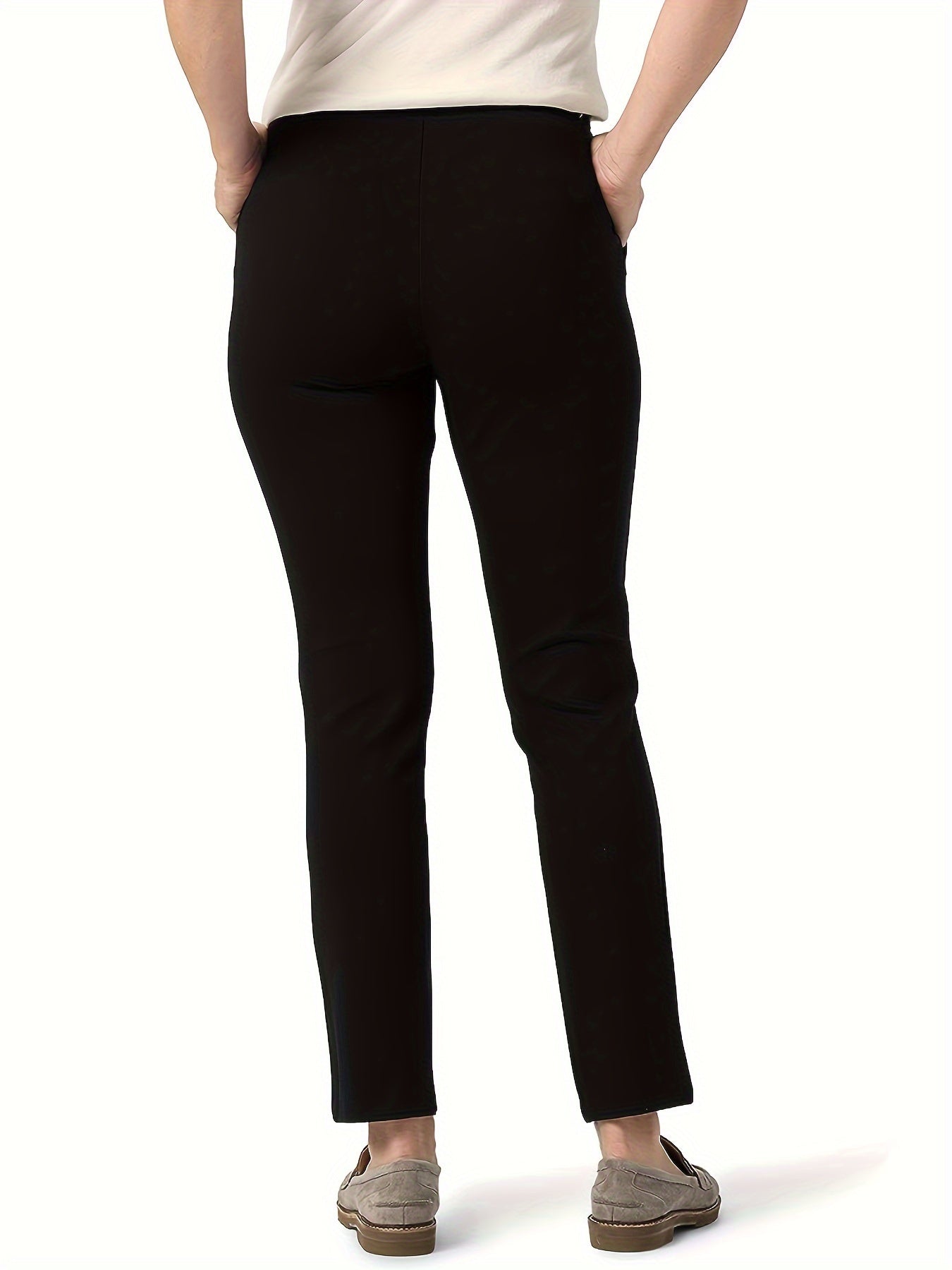  Women's Solid Comfort Stretch Slim Trousers