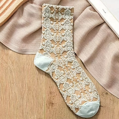 5 Pairs Retro Style 3D Textured Mid Tube Socks Women's Stockings