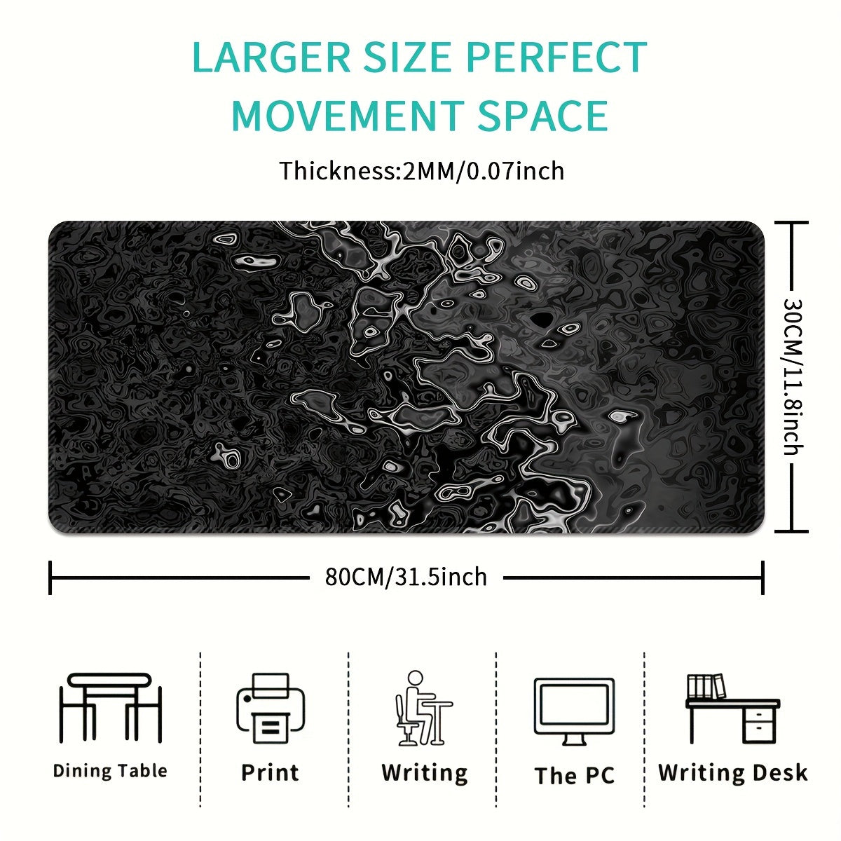 Large Dark Gray Gaming Mouse Pad Non-Slip Rubber Material Office Use