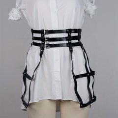 Gothic Three Layer Skirt Waistband Punk Adjustable Waist Belt