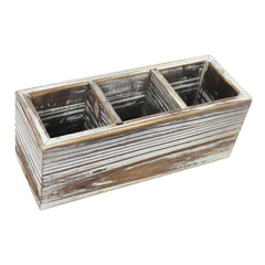 Wooden 3-Grid Desktop Storage Box Office Home Fork Spoon Chopsticks Holder