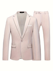 Men's Slim Fit 1 Button Suit Blazer and Pants Set
