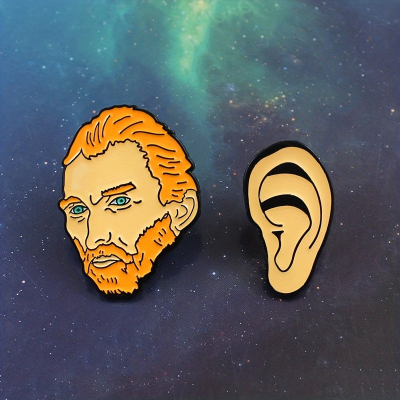 Cartoon Bearded Head Ear Ornaments Brooch