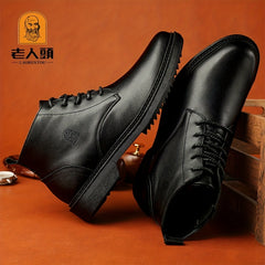 LAORENTOU Men's Round Toe Ankle Top Winter Boots