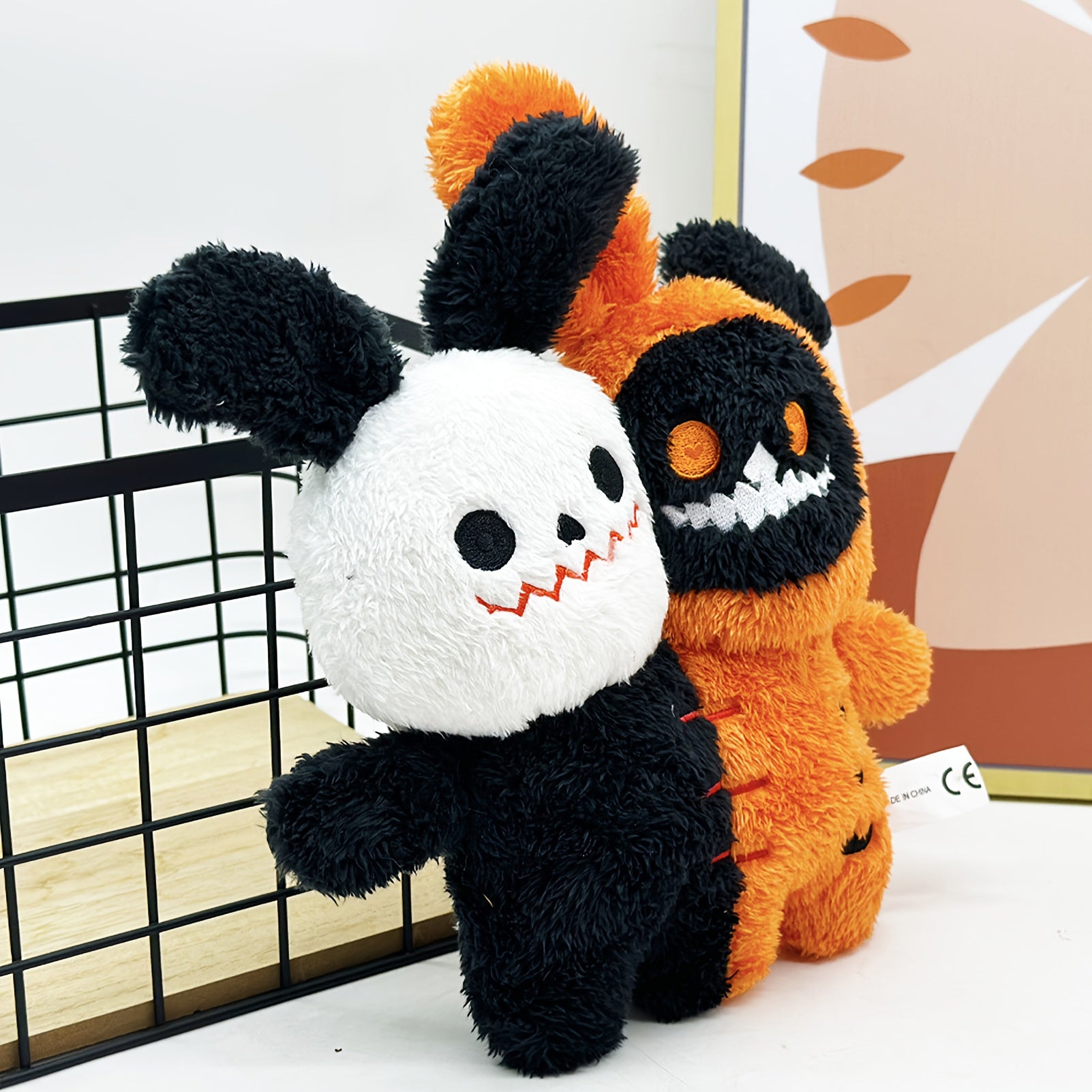 Halloween Plush Double Head Rabbit Skull Doll Bat Horror Plush Toys Figure