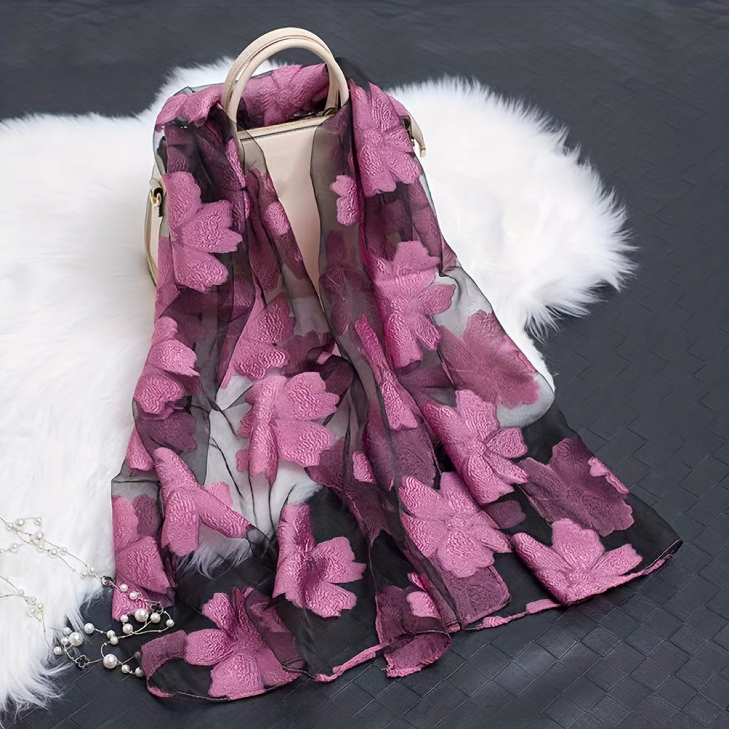 Flower Lace Stitching Shawl Soft Breathable Scarf Light Thin