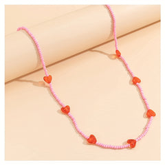 Y2K Pink Heart Beaded Waist Chain Summer Beach Bikini Bell