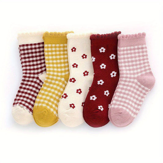 Girls Socks 5 Pairs Thin Soft Breathable Socks