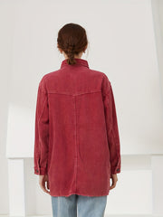 Vintage Solid Button Front Jacket Women's Outerwear