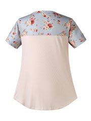 Maternity Casual Floral Graphic T shirt, Summer Breastfeeding