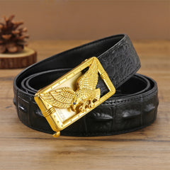 Men's Pattern Texture Belt with Automatic Buckle Vintage Style