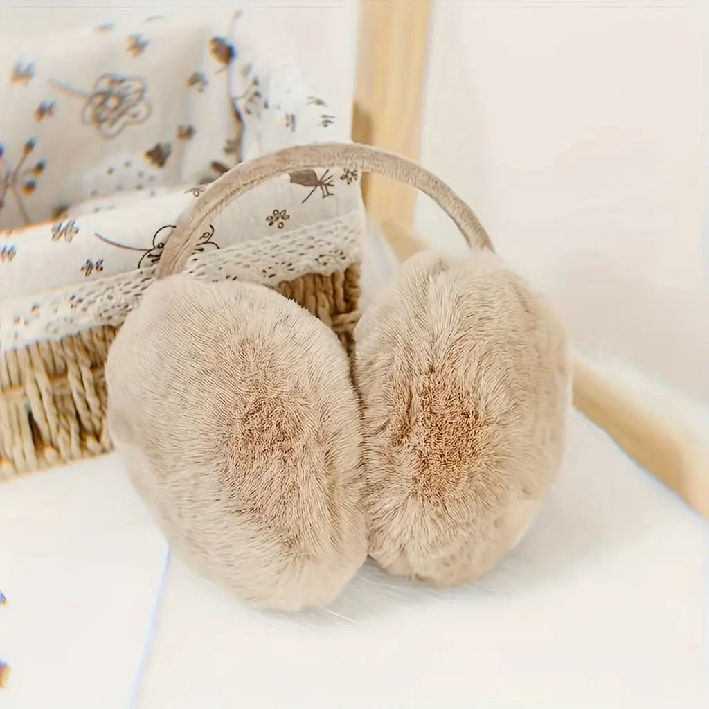Women's Beige Ear Muffs Warm Winter Ear Warmers for Outdoor Hiking