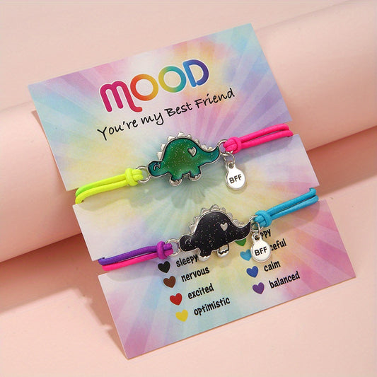 2pcs Cartoon Colorful BFF Elastic Bracelet Holiday Gift