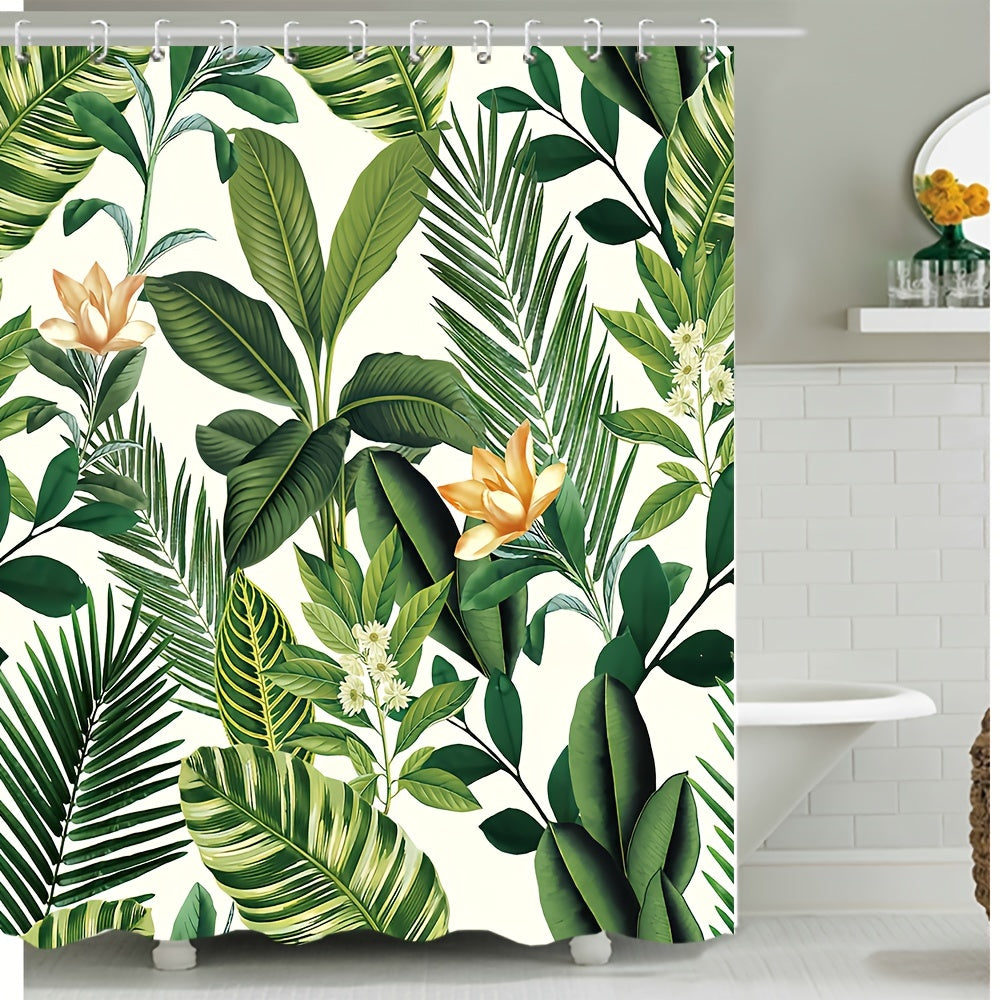 Plant Flower Digital Printed Shower Curtain Waterproof Bathroom Decor
