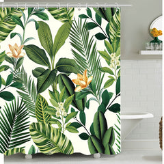 Plant Flower Digital Printed Shower Curtain Waterproof Bathroom Decor