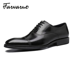 FARWARWO Men's Leather Oxford Shoes Pointed Toe Formal Comfortable Dress Shoes