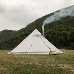 Large Pyramid Heat Tent 4 Seasons Camping Tent with Smoke Window Fireproof Cloth