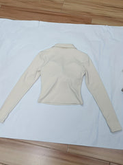 Women's V Neck Long Sleeve Crop Top for Yoga