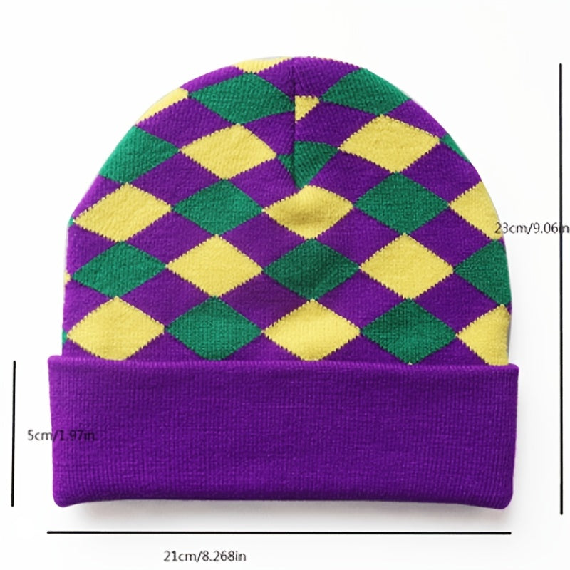 Knitted Striped Hats Purple Winter Cap