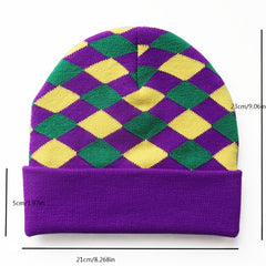 Knitted Striped Hats Purple Winter Cap
