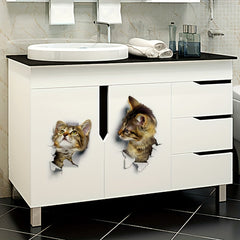3pcs Cat Wall Stickers 3D Animal Beauty Home Self Adhesive PVC Stickers