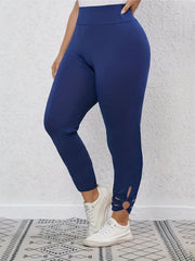  Solid Cut Out Ring Skinny Leggings