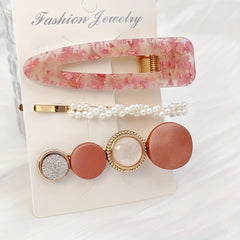 3pcs Acetate Hair Clip Faux Pearl Bobby Pin Side Clip Bangs Clip
