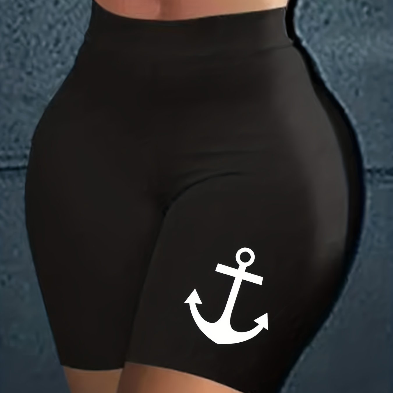 Plus Anchor Print High Rise Skinny Shorts