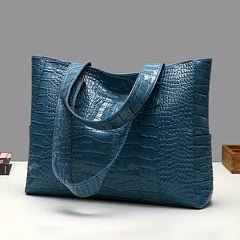 Crocodile Pattern PU Leather Tote Bag Shoulder Handbag