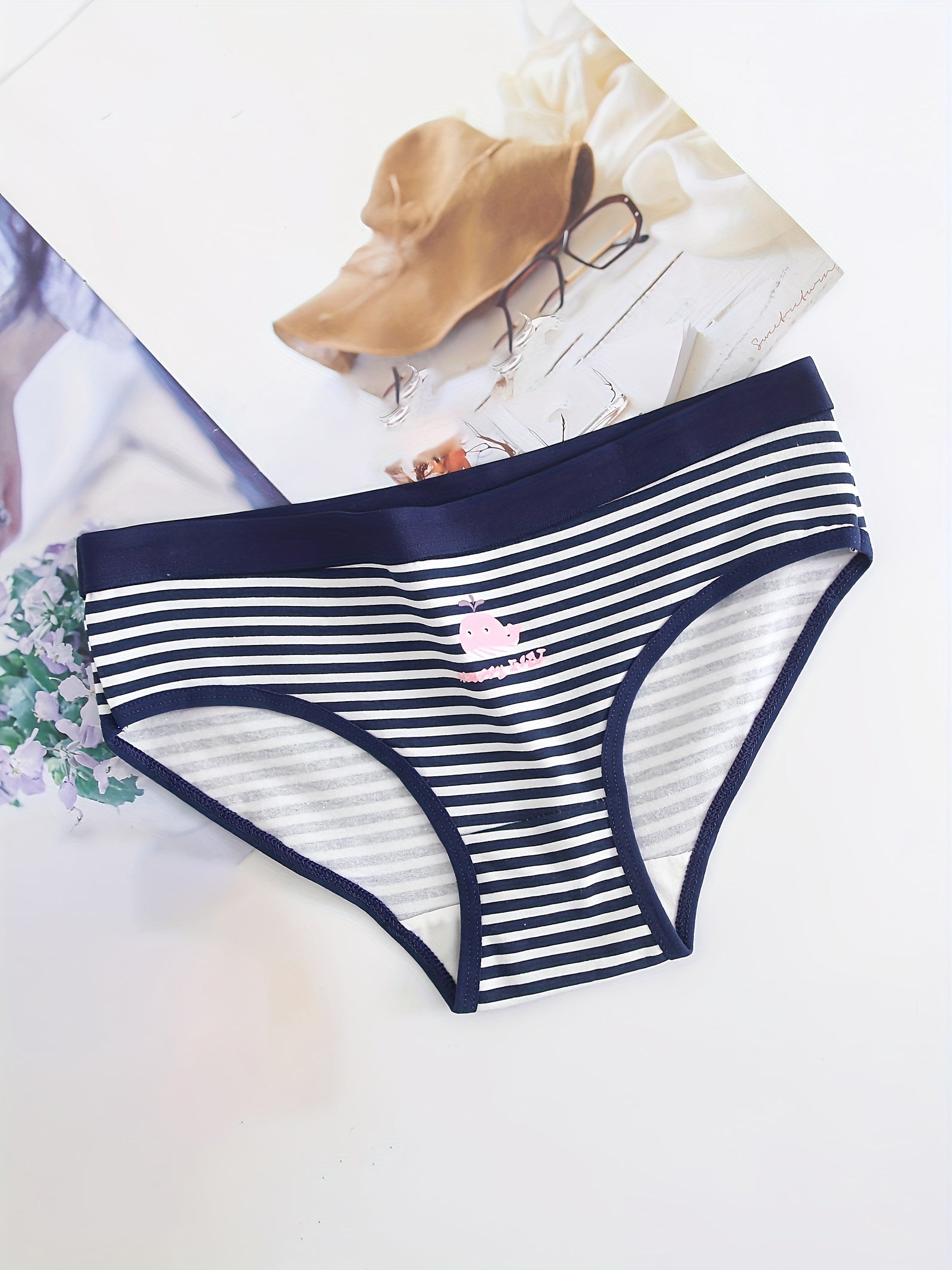 5pcs Cotton Cartoon Briefs Panties Set For Women