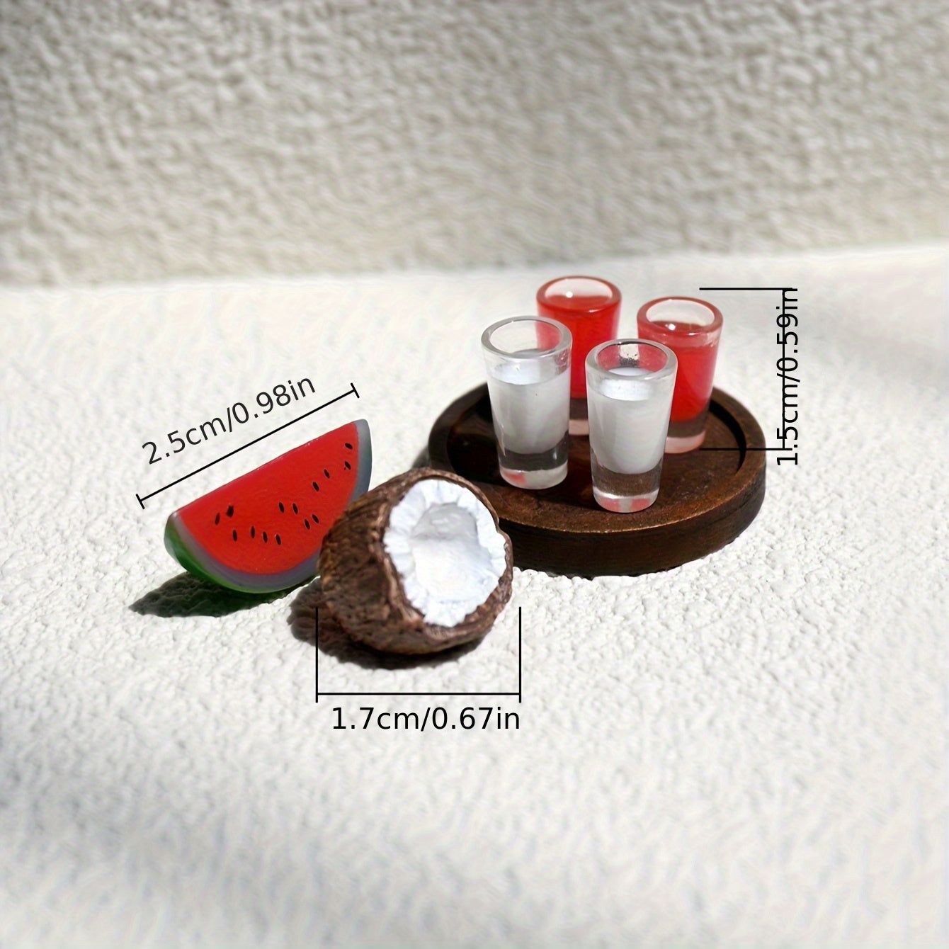 Mini Watermelon & Coconut Drink Set for Dollhouse Toy House Decor