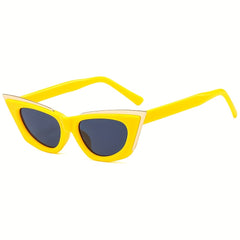 Cat Eye Sunglasses Men Hip hop Metal Pointed Model Runway Show Sunglasses
