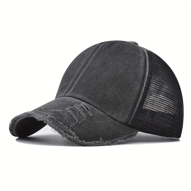 Unisex Ripped Baseball Cap Washed Street Wear Peaked Hat