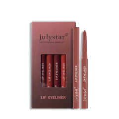 Waterproof Pink Lip Pencil Set, Matte Lip Gloss, Non-Halo Lipstick Pen