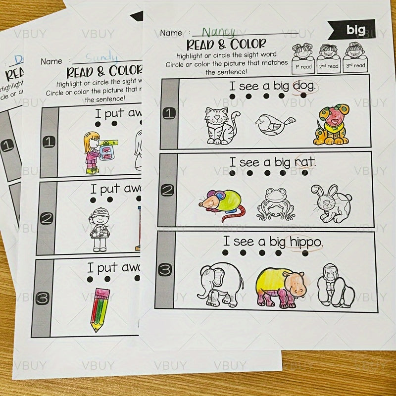 Preschool Sight Words Workbook with Matching Sentences & Pictures