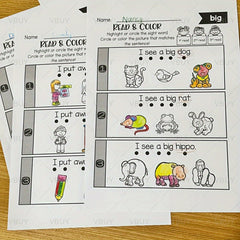 Preschool Sight Words Workbook with Matching Sentences & Pictures