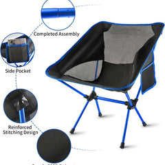 Portable Camping Chair with Side Pocket & Carry Bag for Outdoor Activities