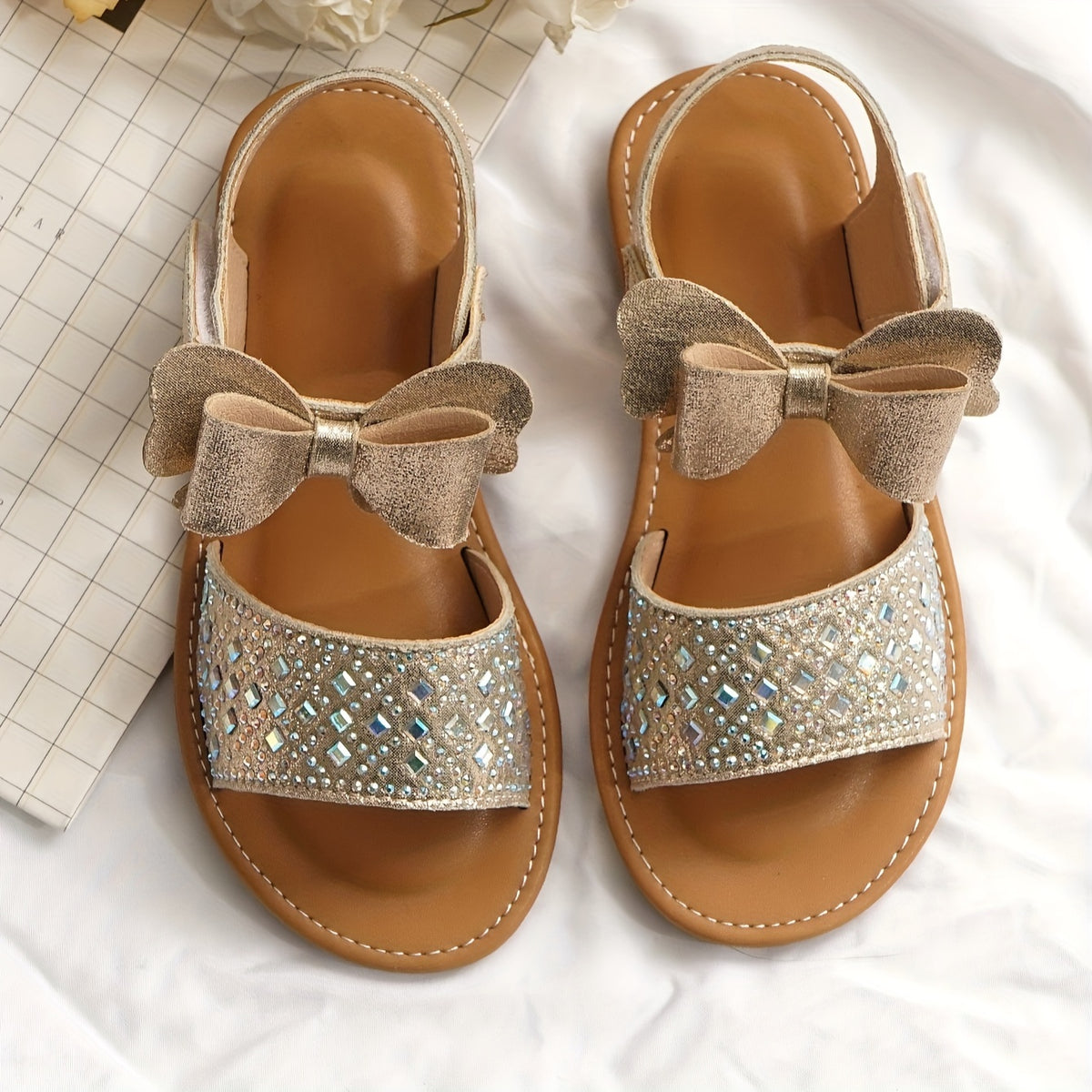 Girls Bowknot Open Toe Sandals Lightweight Indoor Outdoor Summer