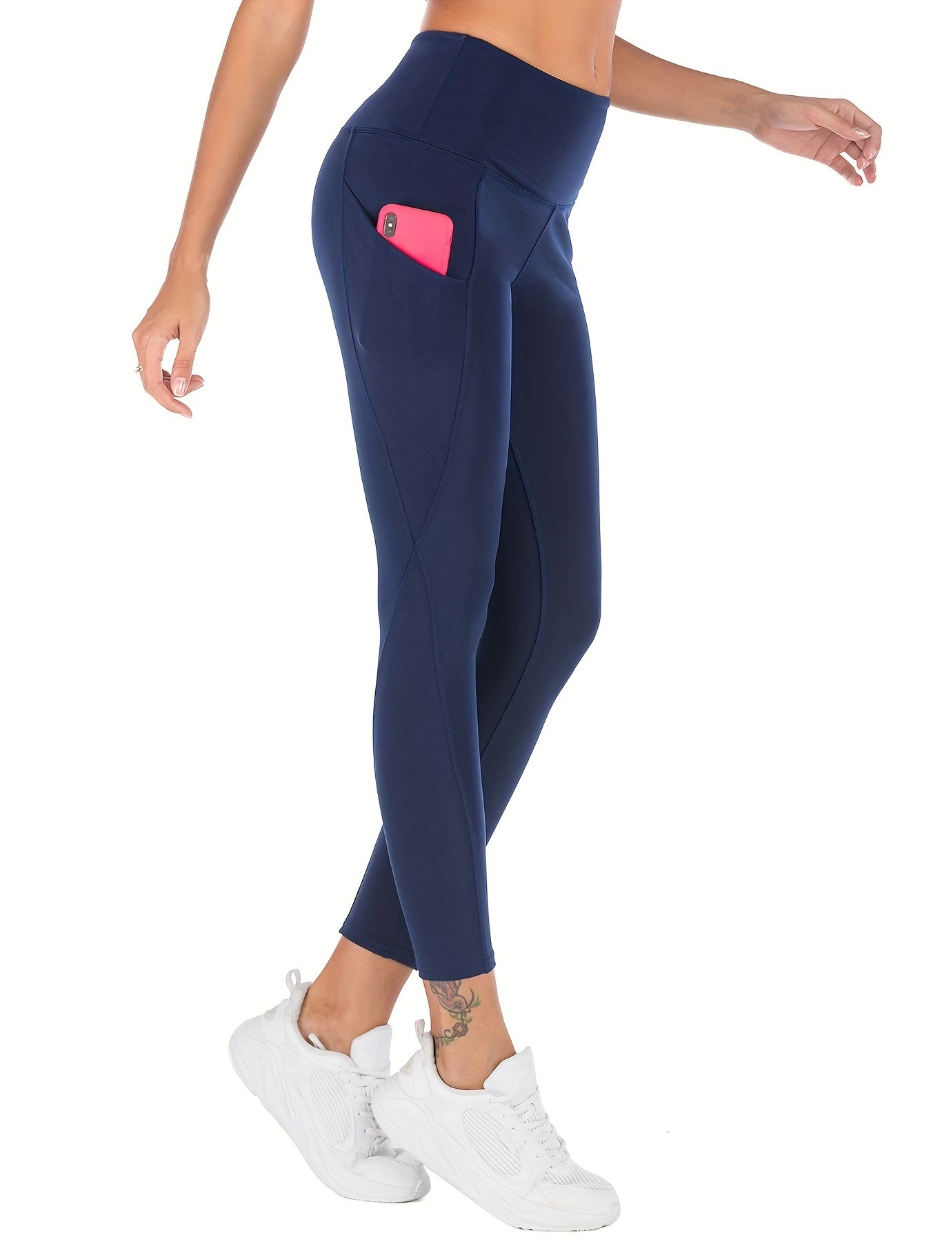 High Waist Hip Lifting Cropped Pants with Pockets