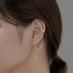 Zircon Decor Sexy Ear Cuff Threader Earrings Copper Jewelry
