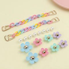 Colorful Flower Faux Pearls Shoe's Accessory Ornaments Set