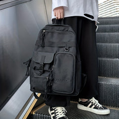 Letter Pattern Preppy School Bag Solid Backpack All Match Versatile Storage Bag